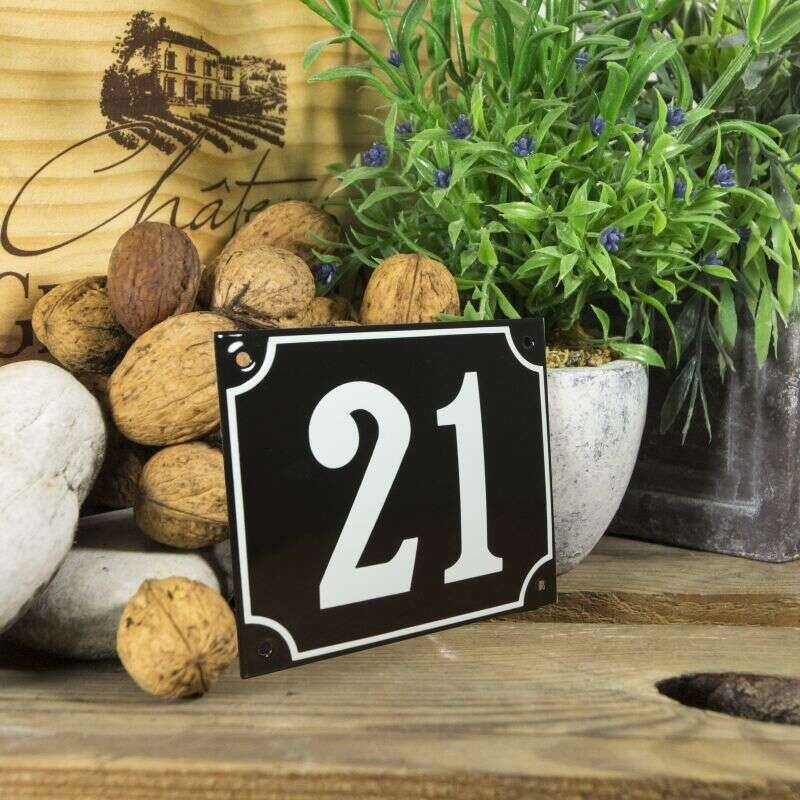 Huisnummerbord groot zwart nummer 21