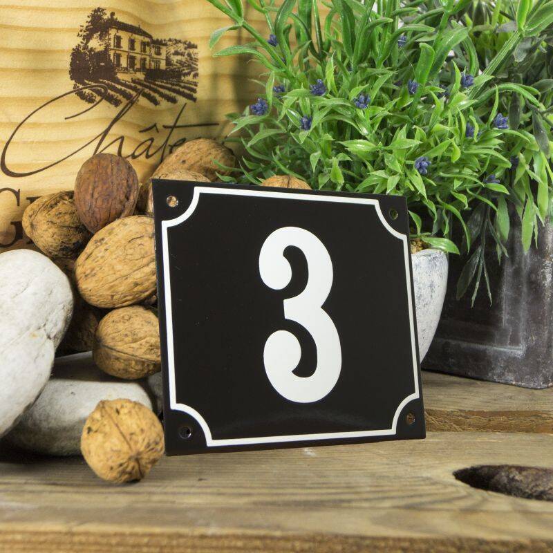 Huisnummerbord groot zwart nummer 3
