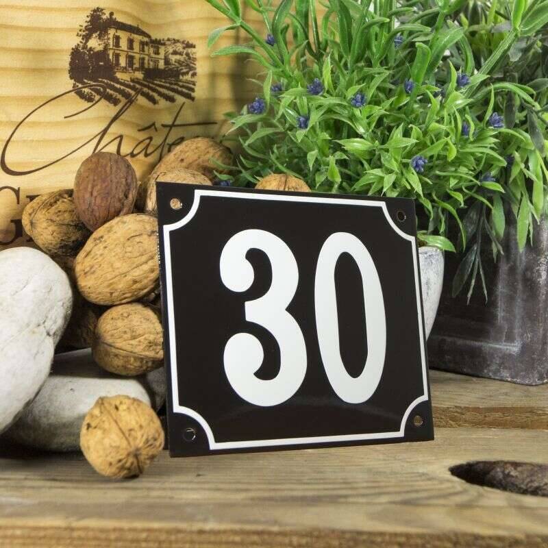 Huisnummerbord groot zwart nummer 30