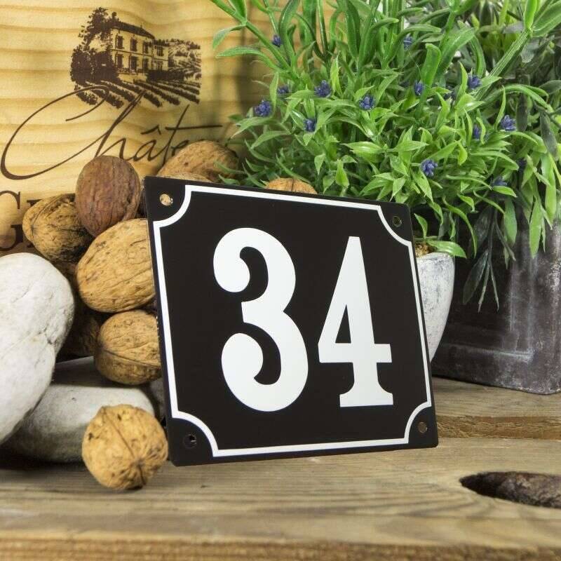 Huisnummerbord groot zwart nummer 34