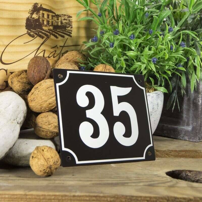 Huisnummerbord groot zwart nummer 35