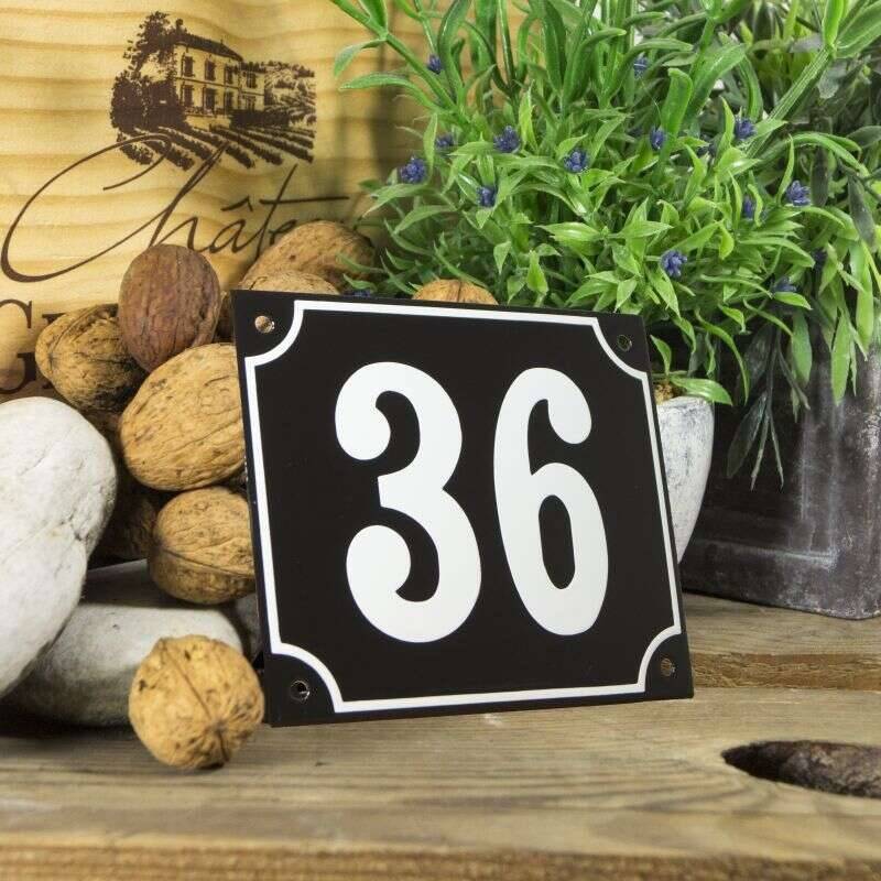 Huisnummerbord groot zwart nummer 36