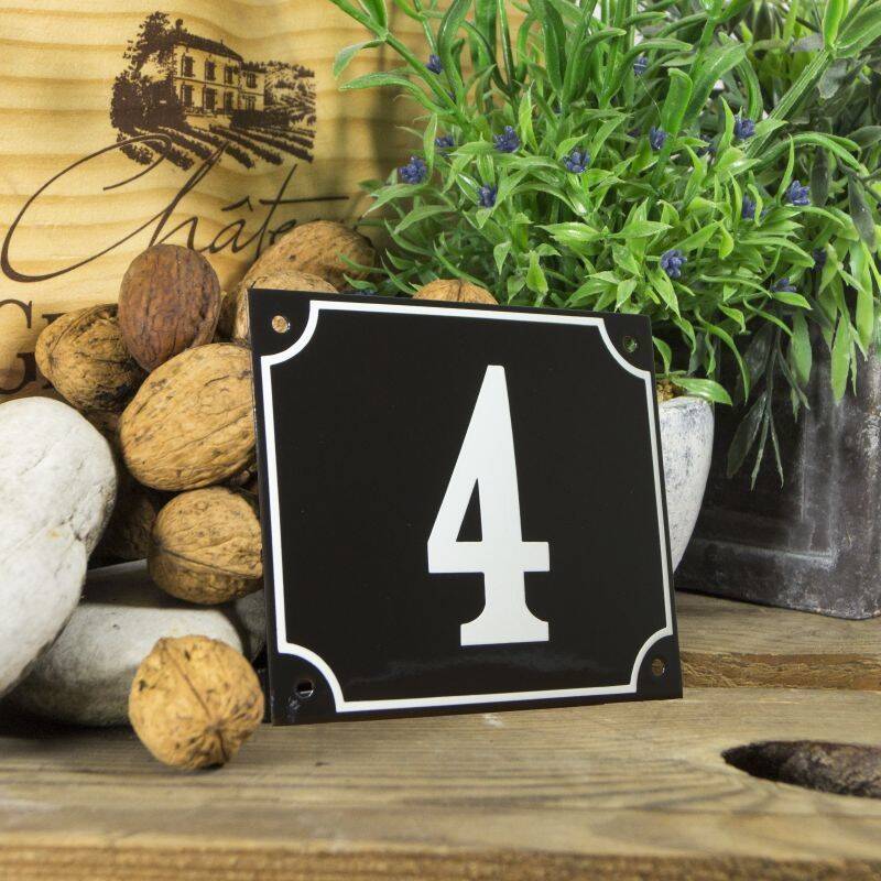 Huisnummerbord groot zwart nummer 4