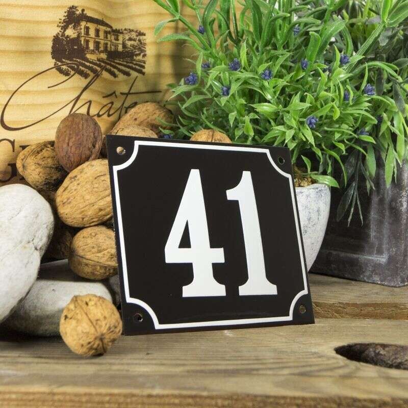 Huisnummerbord groot zwart nummer 41