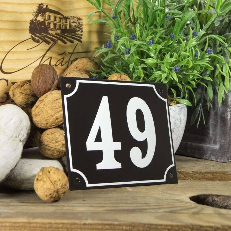 Huisnummerbord groot zwart nummer 49