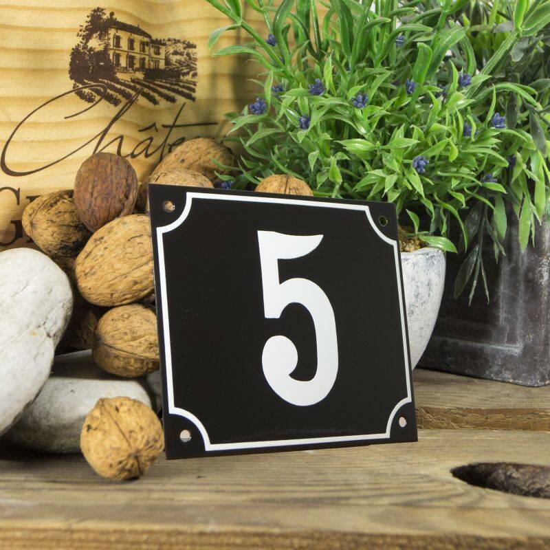 Huisnummerbord groot 'zwart' 5