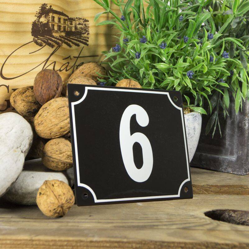 Huisnummerbord groot zwart nummer 6