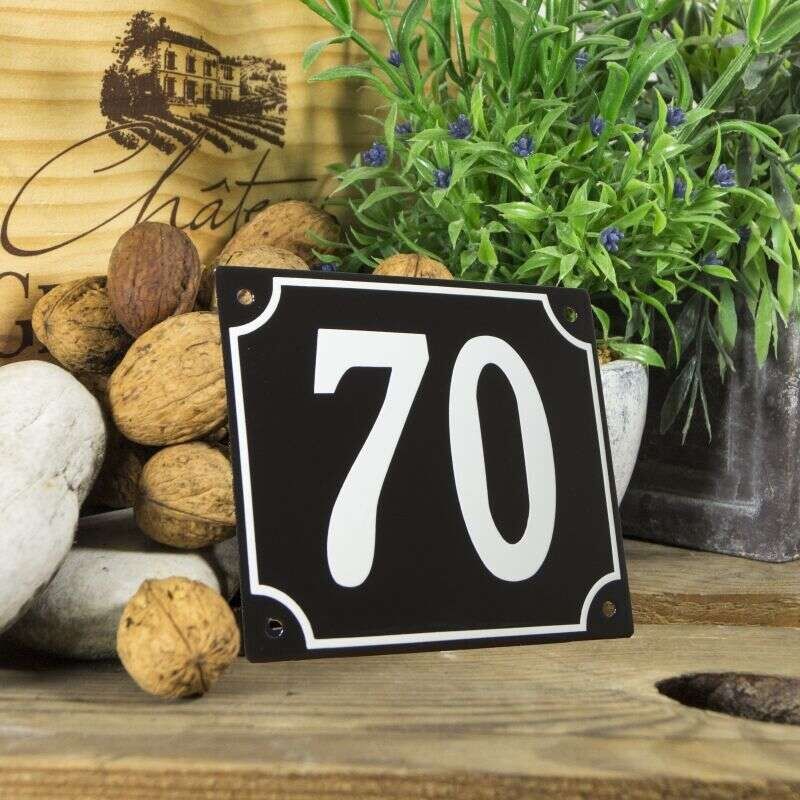 Huisnummerbord groot zwart nummer 70