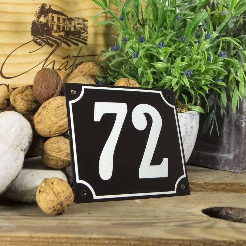 Huisnummerbord groot zwart nummer 72