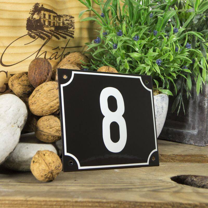 Huisnummerbord groot zwart nummer 8