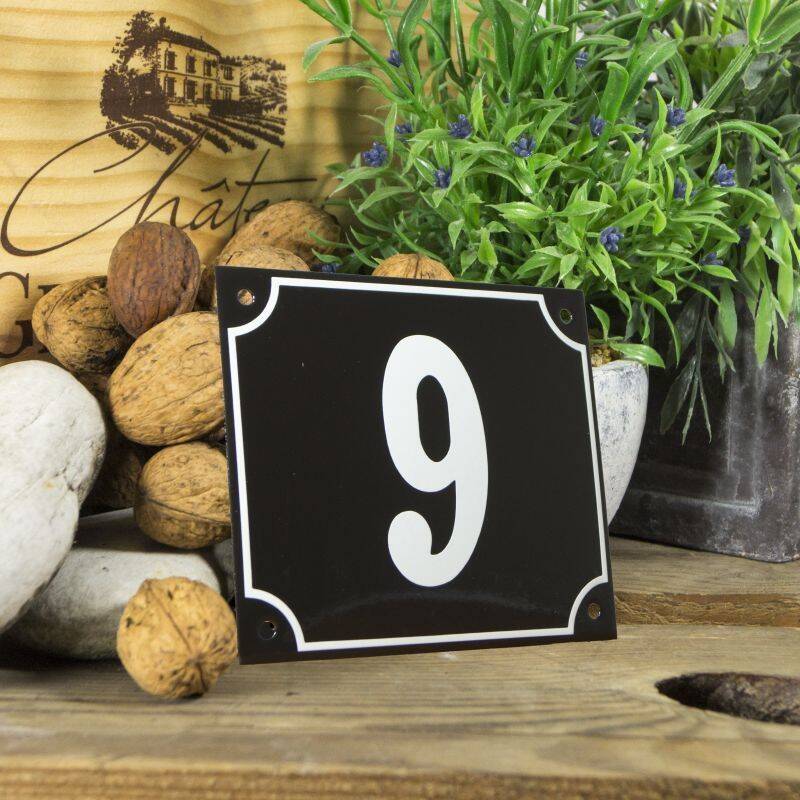 Huisnummerbord groot 'zwart' 9