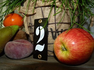 Huisnummer 2 'industrieel' zwart klein 4 x 10 cm