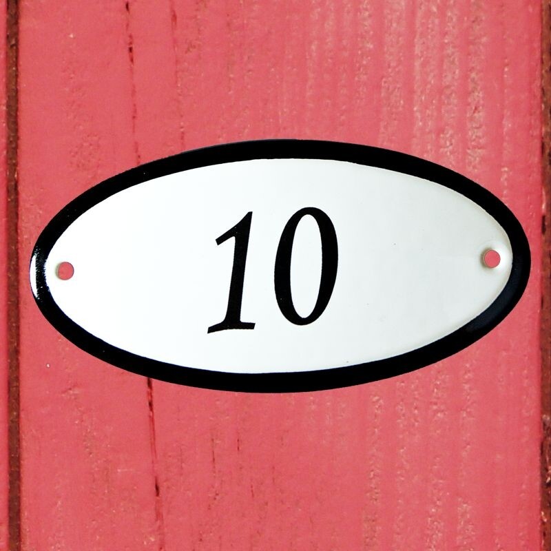 Huisnummerbordje ovaal nummer 10