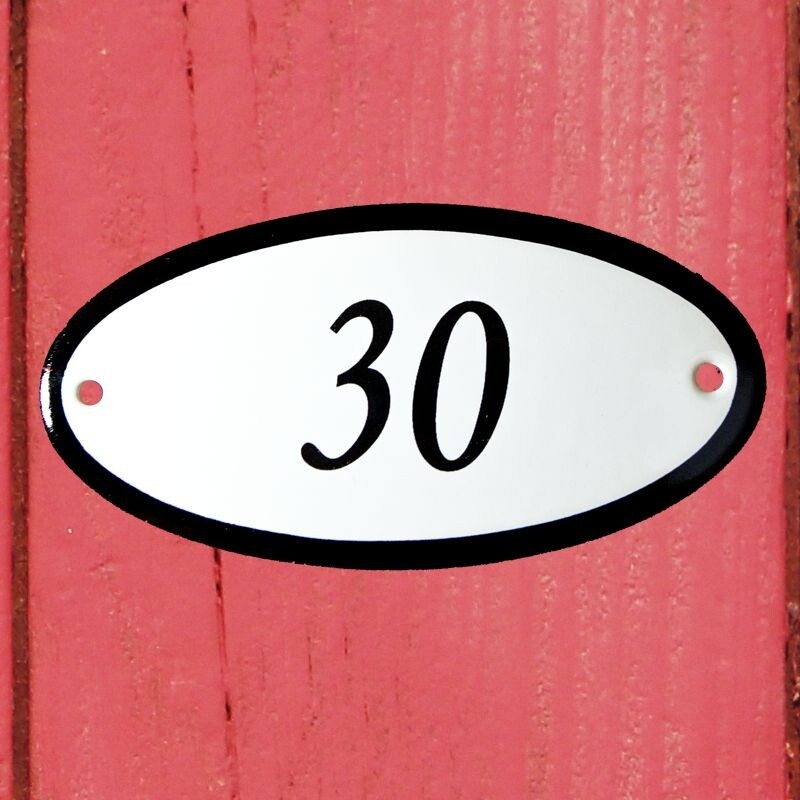 Huisnummerbordje ovaal nummer 30
