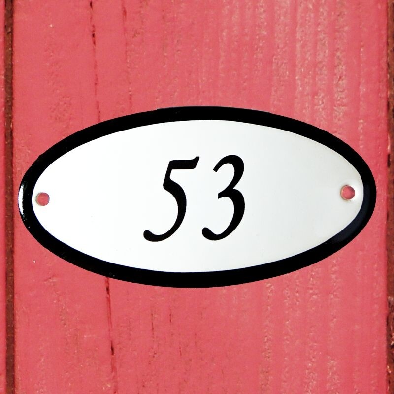 Huisnummerbordje ovaal nummer 53