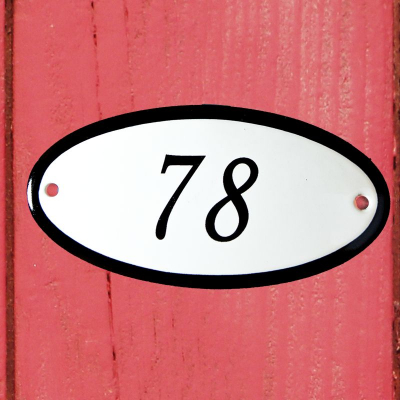 Huisnummerbordje 'ovaal' 78