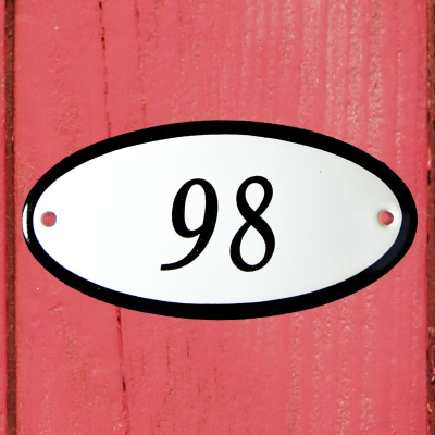Huisnummerbordje 'ovaal' 98