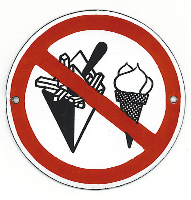 Pictogram: verboden te eten/drinken