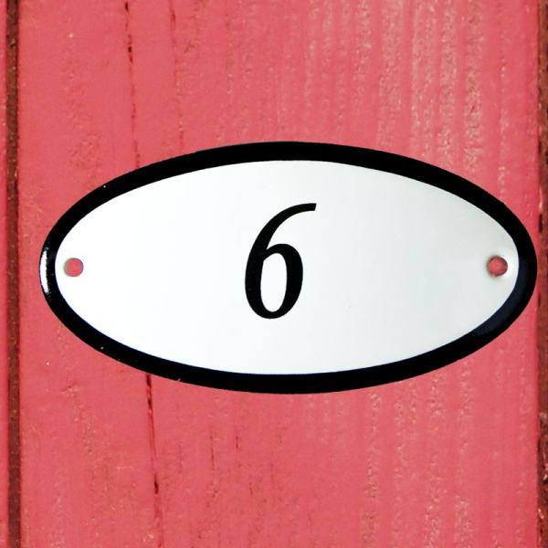Huisnummerbordje ovaal nummer 6