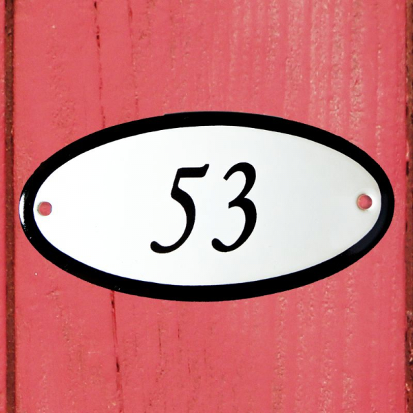 Huisnummerbordje ovaal nummer 53