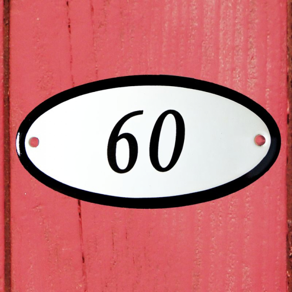 Huisnummerbordje ovaal nummer 60
