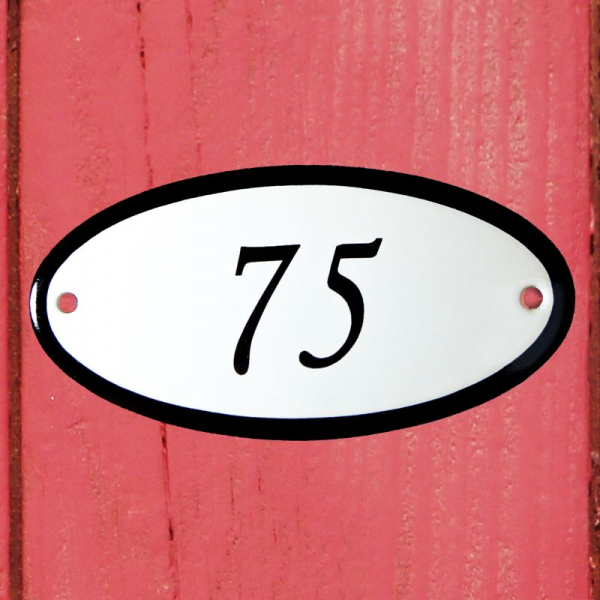 Huisnummerbordje ovaal nummer 75
