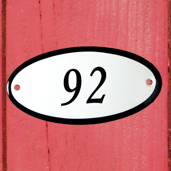 Huisnummerbordje ovaal nummer 92