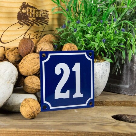 Huisnummerbord klein 'blauw' 21