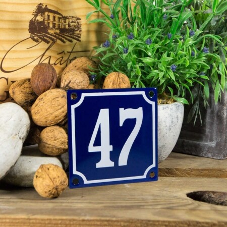 Huisnummerbord klein 'blauw' 47