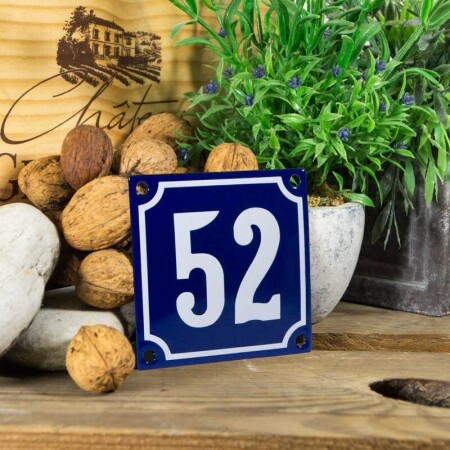 Huisnummerbord klein 'blauw' 52