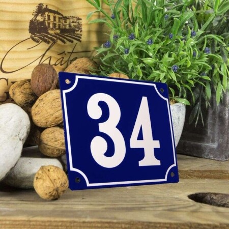 Huisnummerbord groot 'blauw' 34