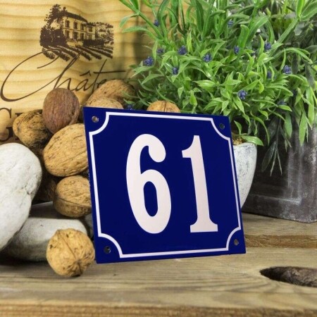 Huisnummerbord groot 'blauw' 61