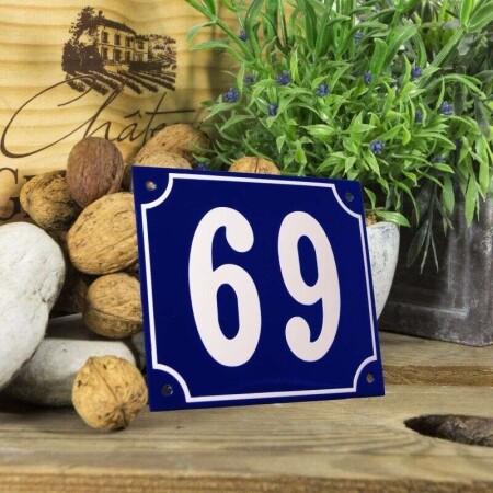 Huisnummerbord groot 'blauw' 69