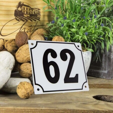 Huisnummerbord groot 'wit' 62
