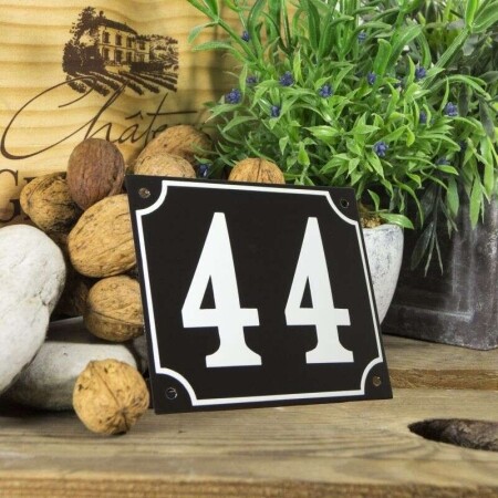 Huisnummerbord groot 'zwart' 44