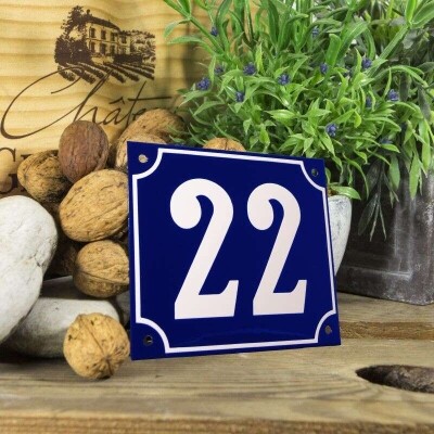 Huisnummerbord groot 'blauw' 22