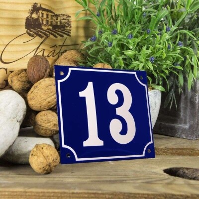 Huisnummerbord groot 'blauw' 13