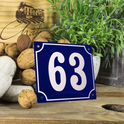 Huisnummerbord groot 'blauw' 63