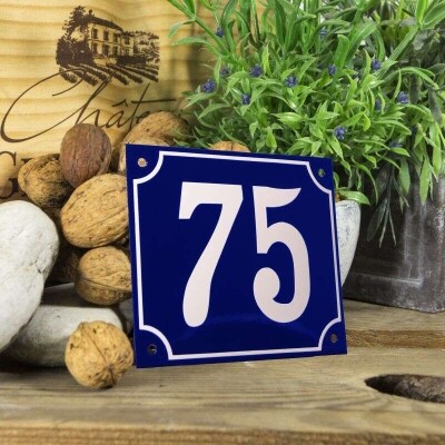 Huisnummerbord groot 'blauw' 75