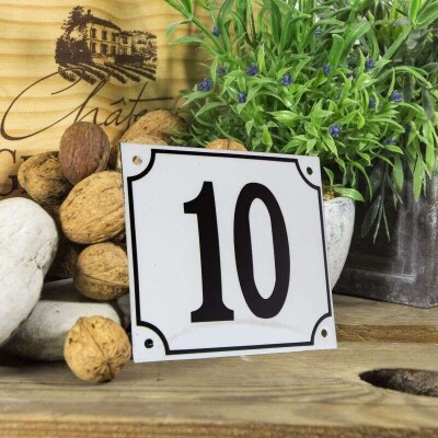 Huisnummerbord groot 'wit' 10