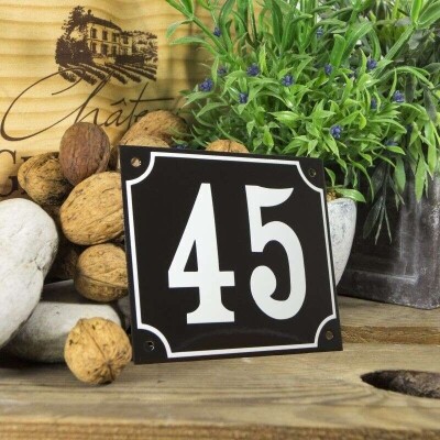 Huisnummerbord groot 'zwart' 45