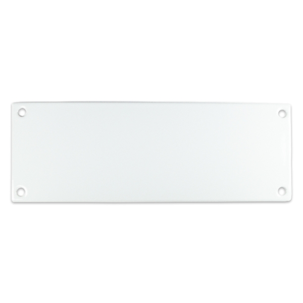 Emaille bord van 20 bij 7 cm, eigen opdruk mogelijk.
