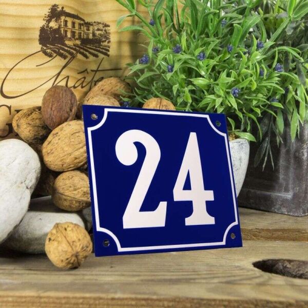 Huisnummerbord groot blauw nummer 24