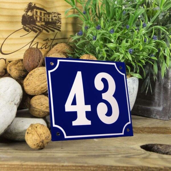 Huisnummerbord groot blauw nummer 43