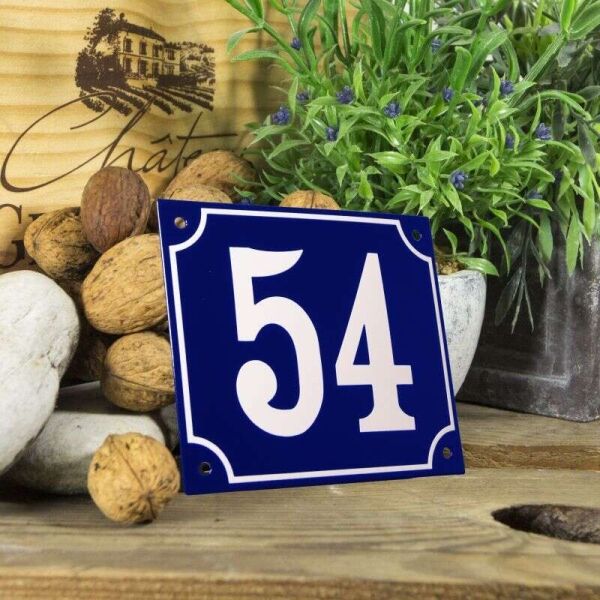 Huisnummerbord groot blauw nummer 54