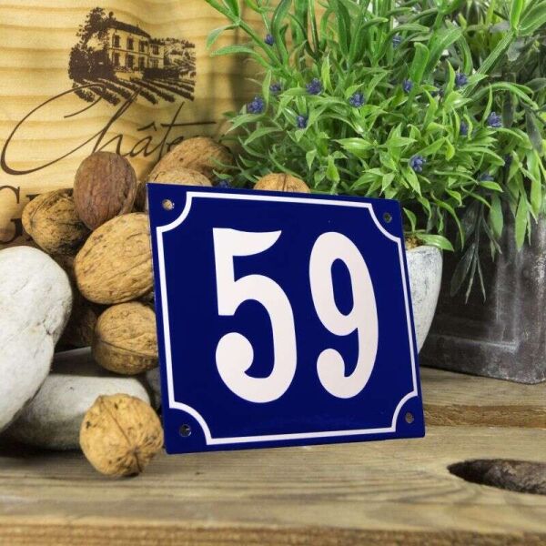 Huisnummerbord groot blauw nummer 59