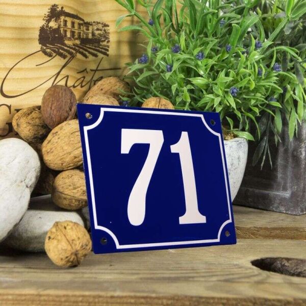 Huisnummerbord groot blauw nummer 71