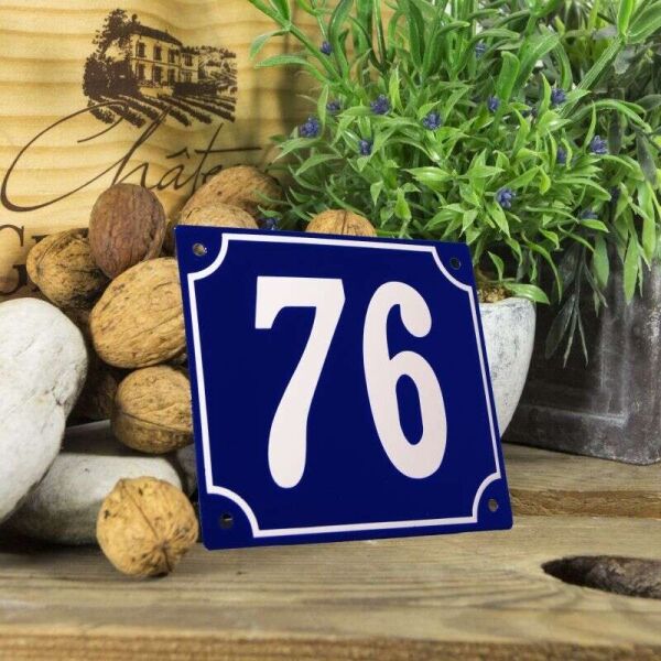 Huisnummerbord groot blauw nummer 76