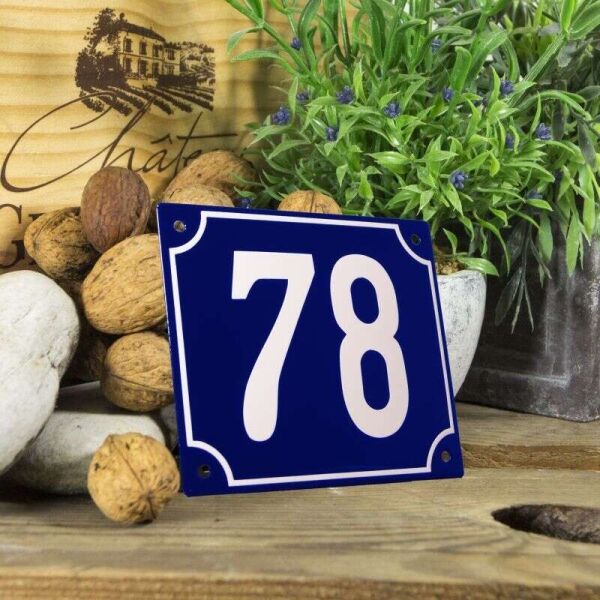 Huisnummerbord groot blauw nummer 78