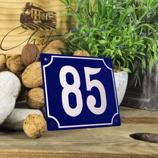 Huisnummerbord groot blauw nummer 85